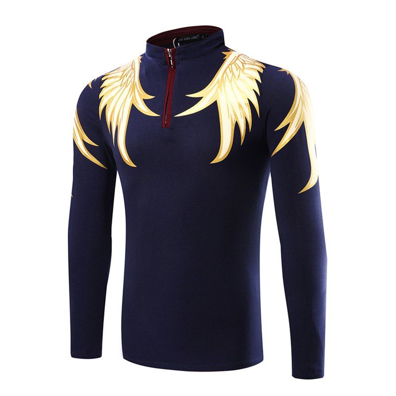 

Fashion Wings Mens Long Sleeve POLO Shirt Collar Stamp Male Male Long Sleeved T-Shirt, Royal