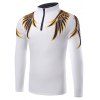 Fashion Wings Chemise à manches longues pour hommes Collier Timbre T-shirt à manches longues pour hommes - Blanc XL