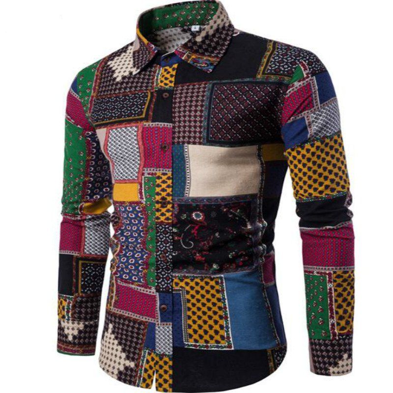 

New Spring Fashion Personality Color Men'S Long Sleeved ShirtCS08, Red
