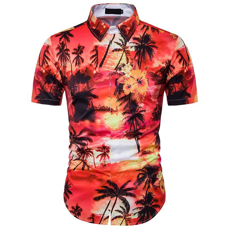 

New Men'S Floral 3D Printing and The Wind Shirt DC44, Red