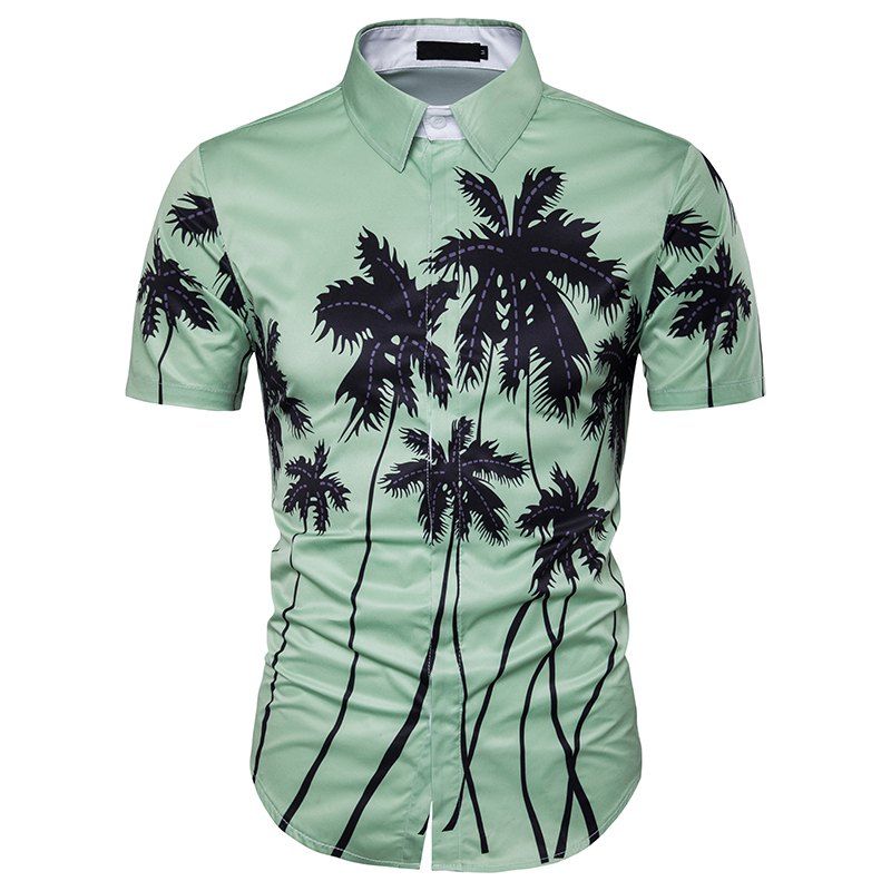 

Men'S Summer New Palm Tree 3D Short Sleeved Shirt, Ivy