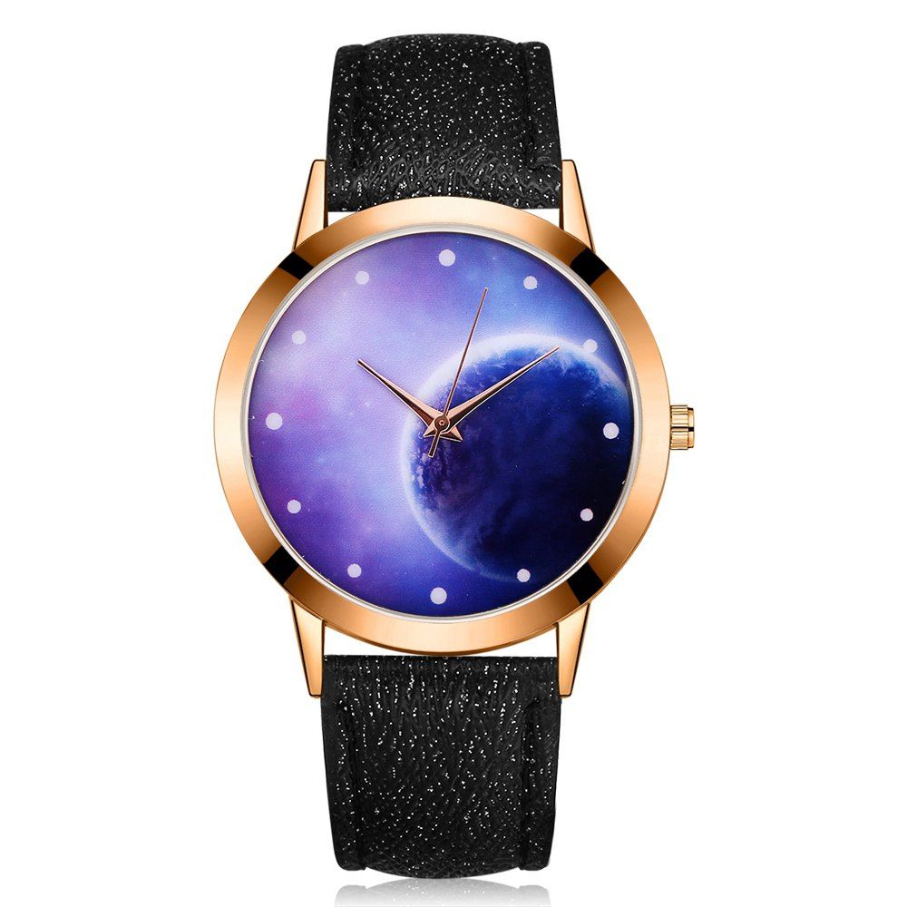 

GAIETY Women's Space Face Leather Band Quartz Watch G387, Black