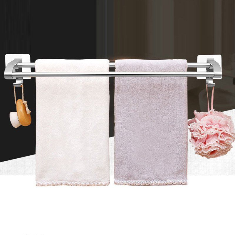 

Space aluminum double pole towel rack, Silver