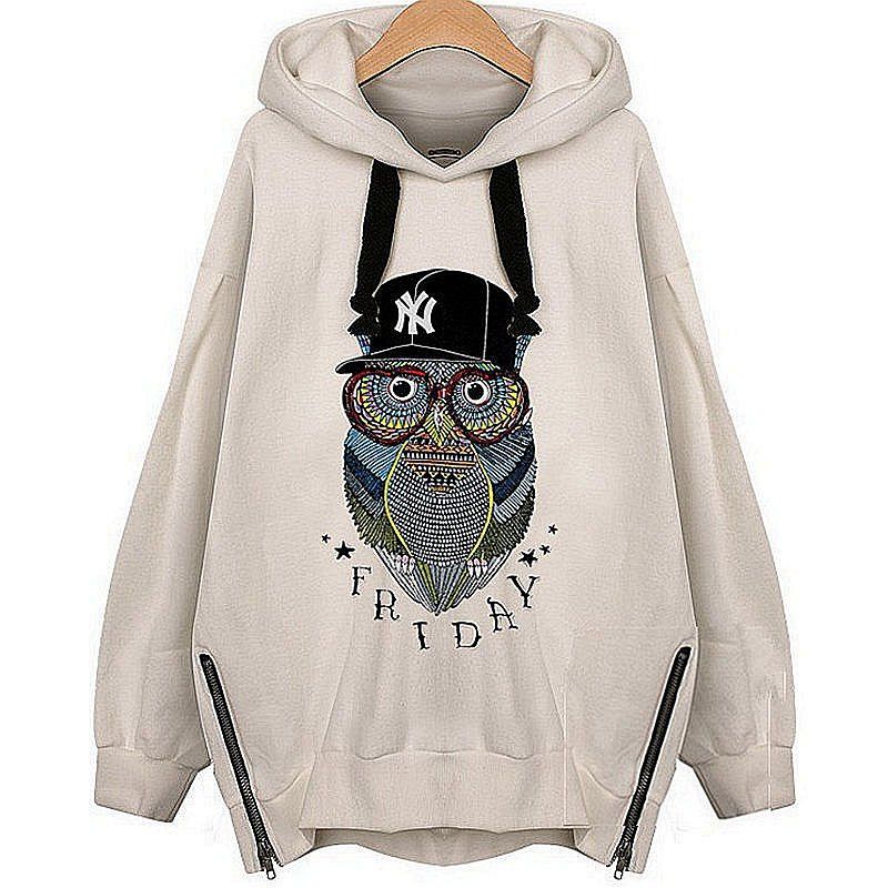 

Owl Cashmere Fashion Warm Hoodie, White