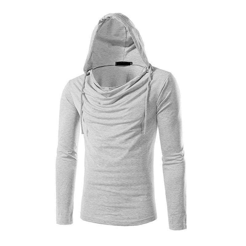 

Hoodies Brief Style Solid Color Casual Sport Hooded Tops, Gray