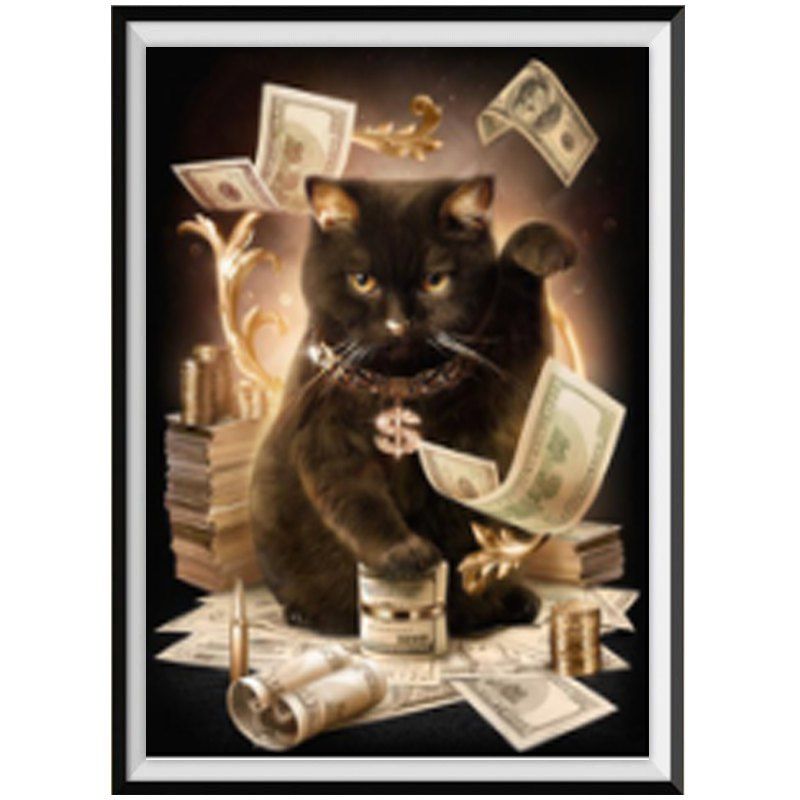 

NAIYUE J-16 Cat Animal Print Draw Diamond Painting Diamond Embroidery, Black