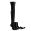 Chaussures pour femmes Bottes de mode Bottes Talon aiguille Bout pointu sur les bottes au genou - Noir 34