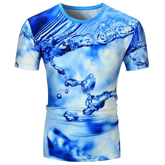 T-shirt décontracté d'impression colorée originale - Bleu XL
