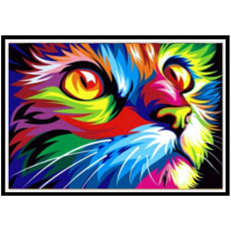 

NAIYUE J578-2 Color Cat Animal Print Draw Full Diamond Painting Diamond Embroidery, Colormix
