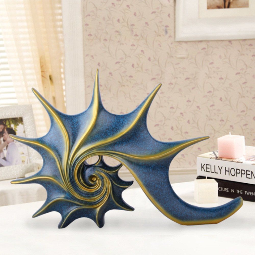 

European Style Retro Conch Resin Handicraft Products Home Decorations, Blue and golden