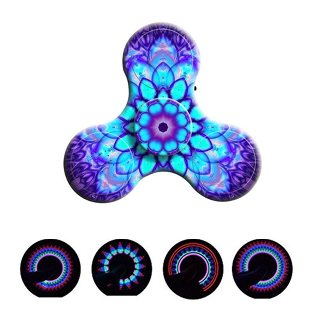 

Bluetooth 3.0 Speaker Fidget Spinner Funny Stress Reliever Communication Tool with LED Lights, Purple