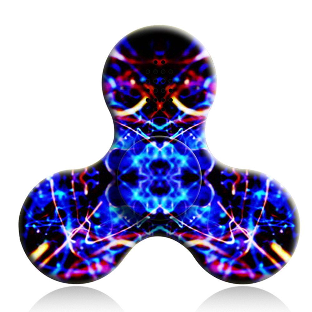 

Bluetooth 3.0 Speaker Fidget Spinner Funny Stress Reliever Communication Tool with LED Lights, Azure