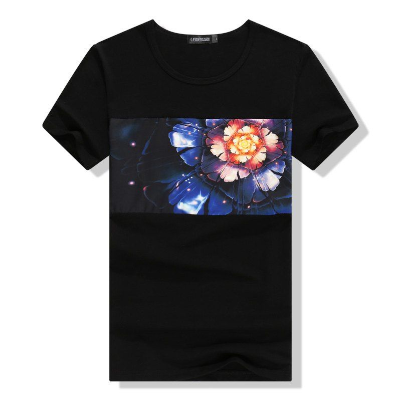 

Male Steric Flower Short Sleeved T-Shirt, Black