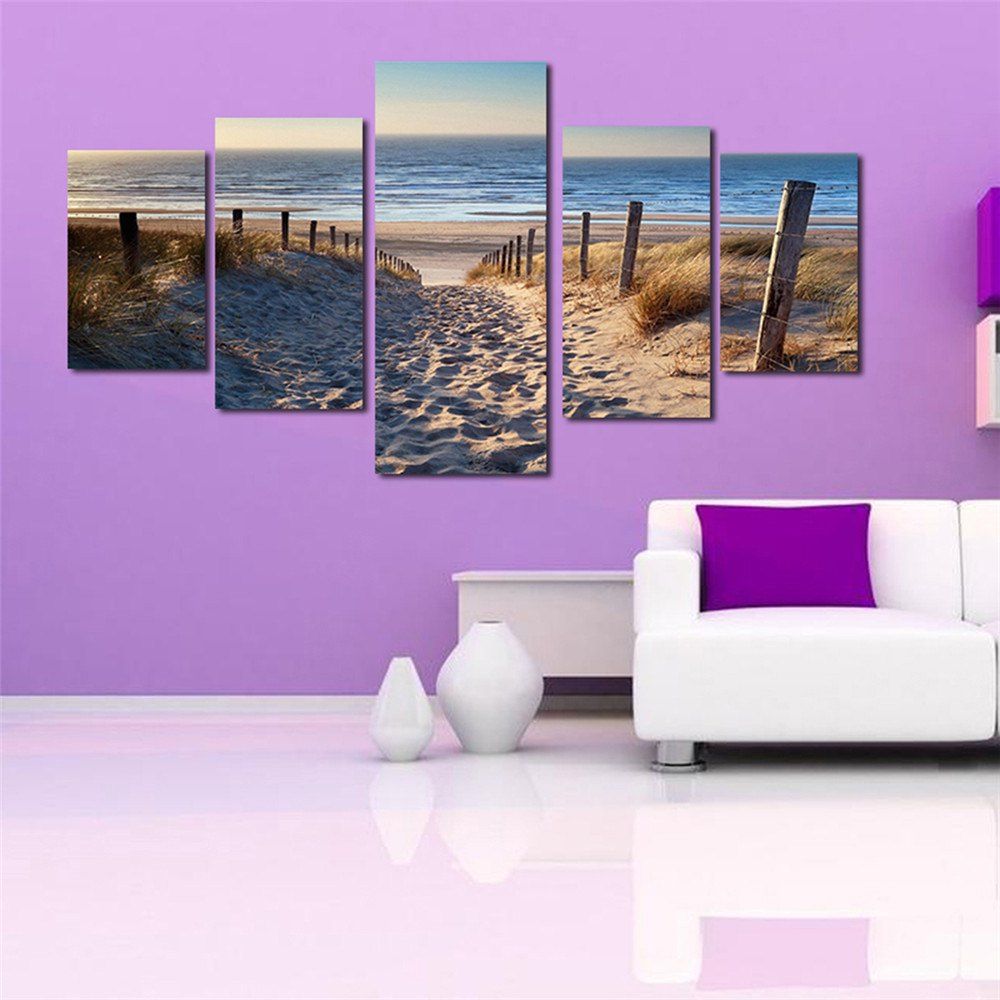 

5PCS Beach Pattern Home Decoration Canvas Painting, Colorful