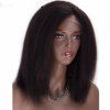 Brésilien Remy Hunman cheveux Lace Front perruques Kinky droite couleur noire 14 16 18 pouces - Noir 14INCH