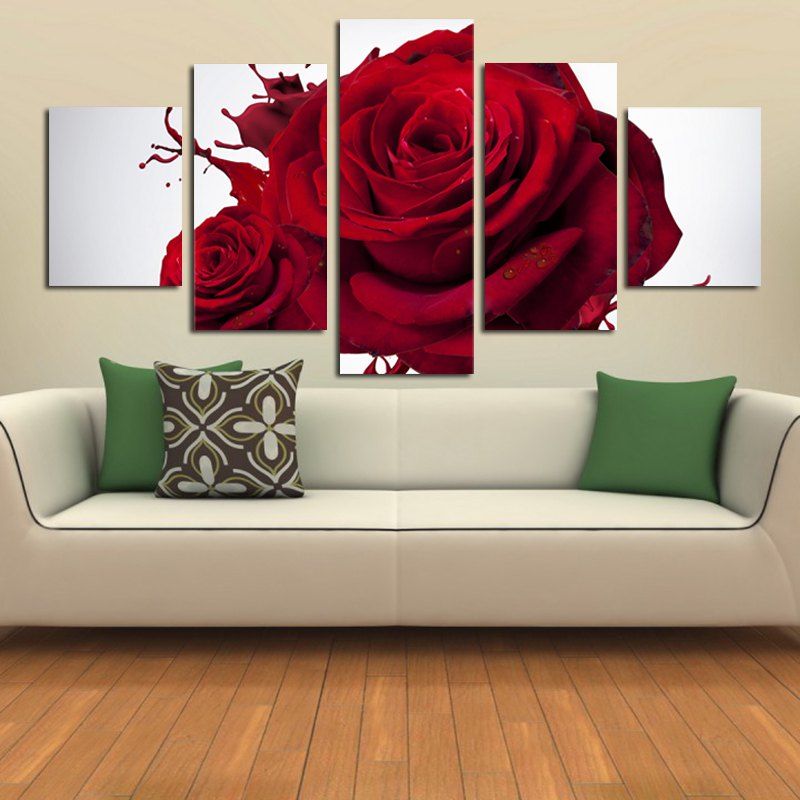

Modern Frameless Canvas Prints of Rose for Home Wall Decoration 5pcs, Colorful