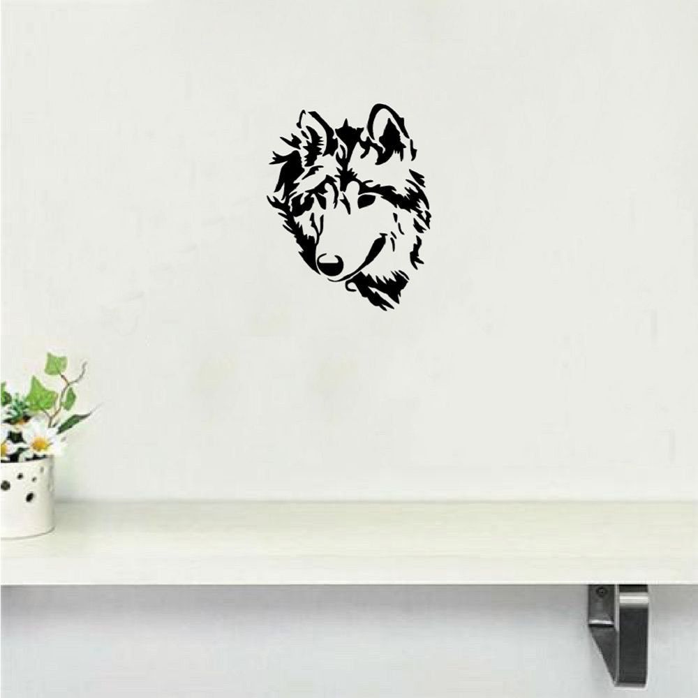 

DSU Creative Wolf Head Wall Sticker Cartoon Animal Vinyl Wall Decal Home Decor, Black