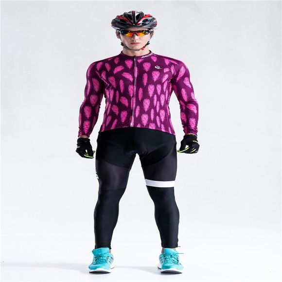 Malciklo 18 Automne Cyclisme Jersey Collant Collants Hommes Long Barboteuses Vélo Compression Costumes À séchage rapide - Rubie XL