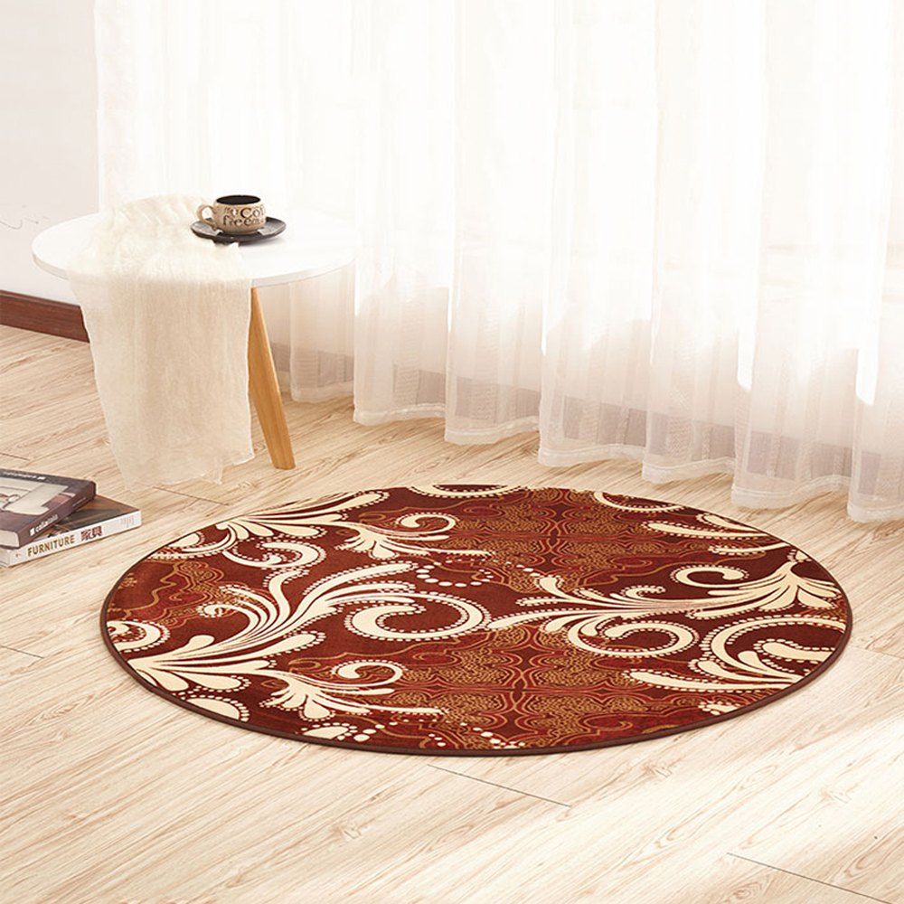 Photo Gallery Floor Mat Classic Floral Round Rug