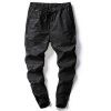 Pantalon effilé de taille moyenne de pantalons de sergé occasionnels d'ajustement de 100% des hommes - Noir 31