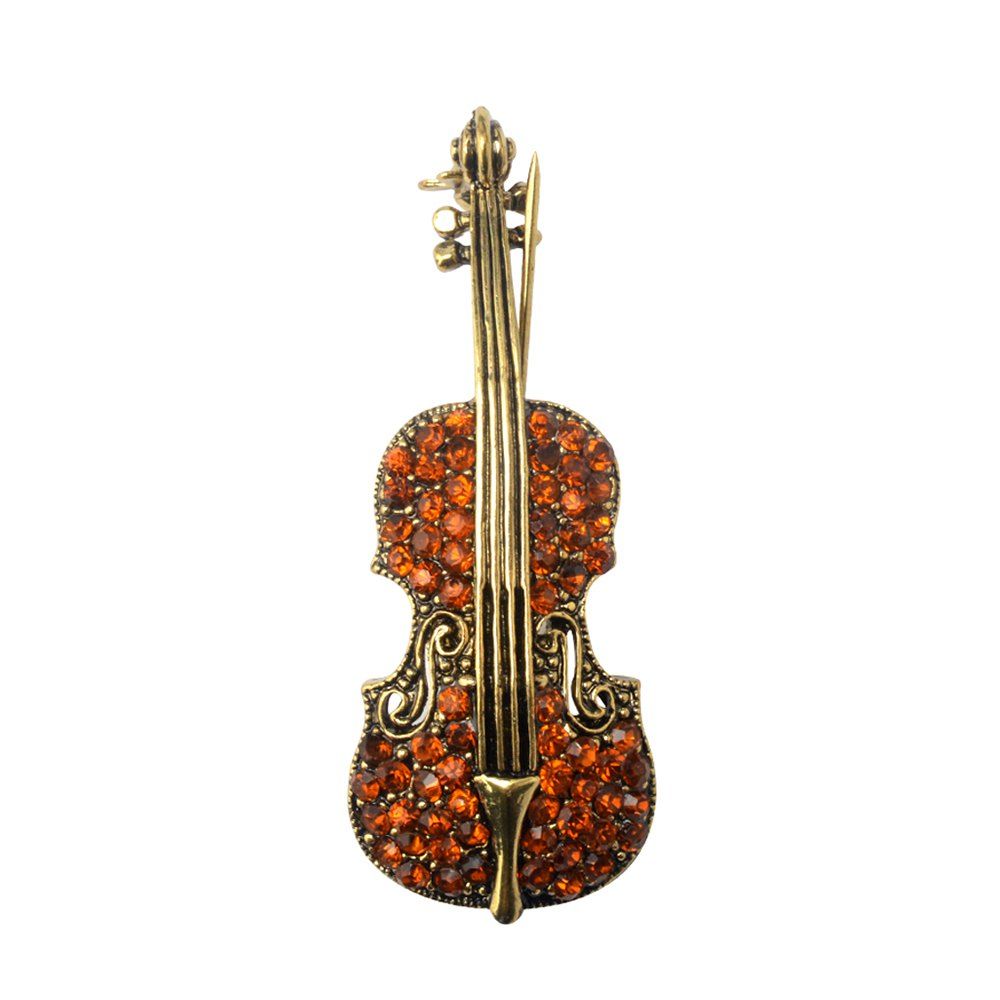 

Fashion Women pins Personality brooches Crystal Rhinestones Violin Brooches Pin Jewelry Accessories brooch, Tea-colored