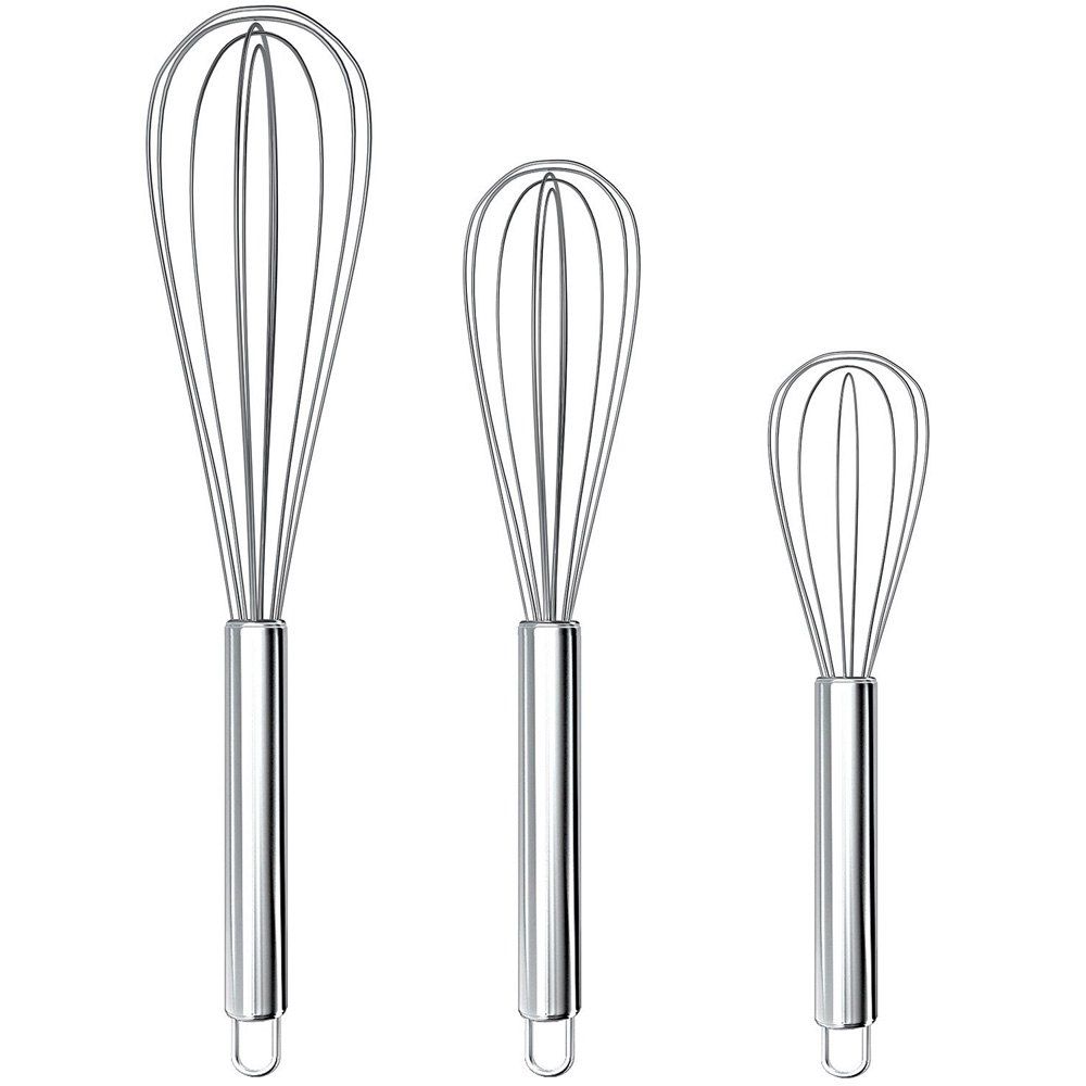 

Set of 3 Kitchen Balloon Hand Stainless Steel Egg Whisk include 8 inches and 10 inches and 12 inches