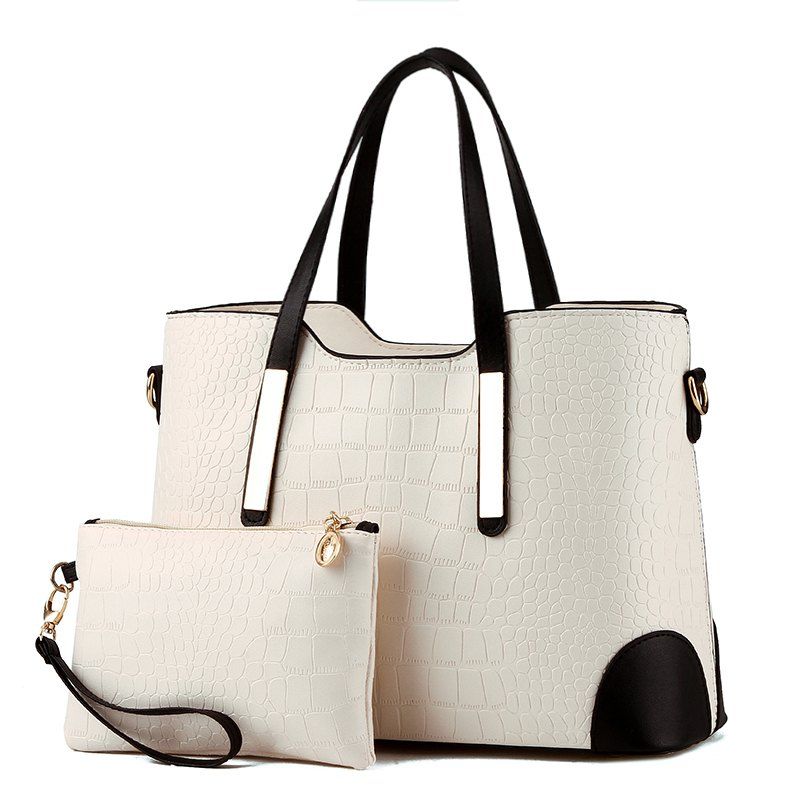 

2 Pcs Women's Handbag Set Trendy Mixed Color Fresh Bags Set, White