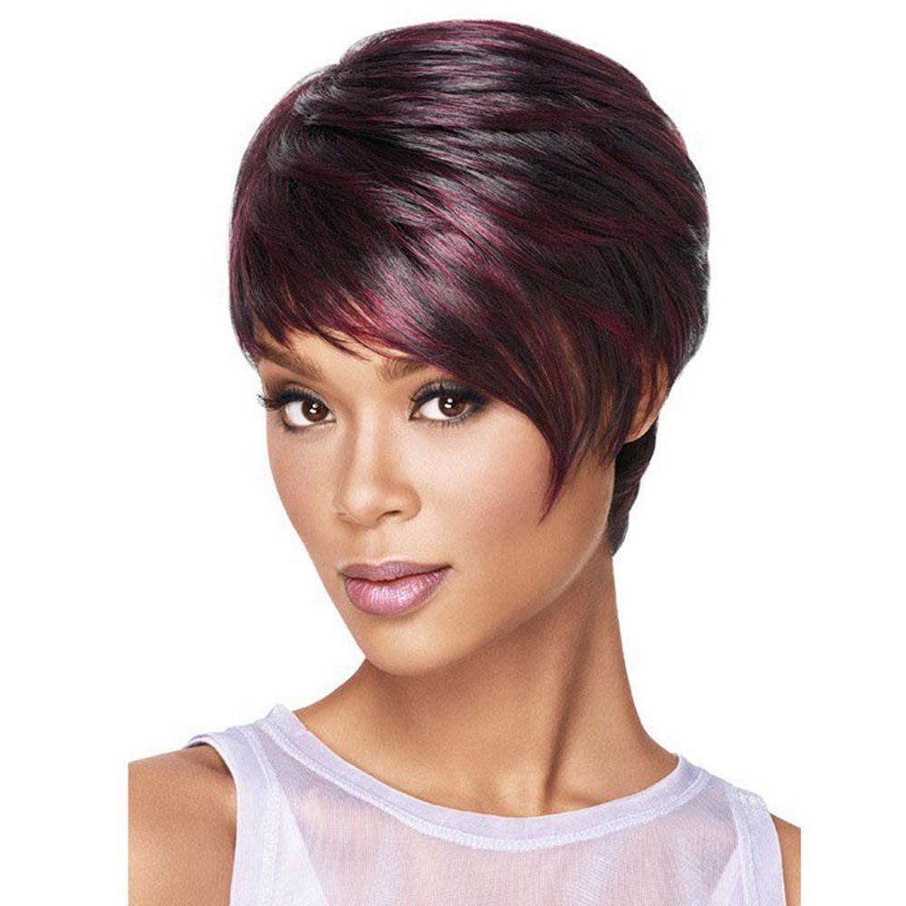 

Women's Fashion Rose Network Straight Hair Wig Short Wigs, Burgundy