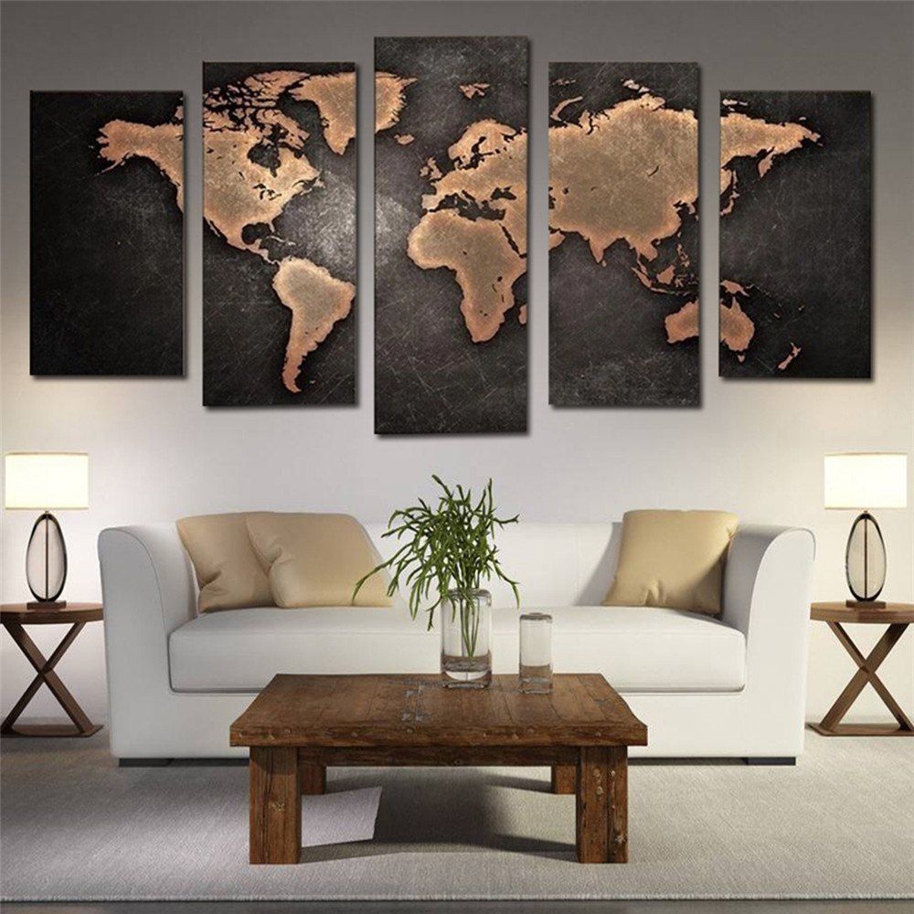 

World Map Living Room Decorate Brush Paint, Colorful