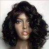Cheveux ondulés Vierge brésilienne Bob Lace Front Wig10 12 14 pouces - Noir 10INCH