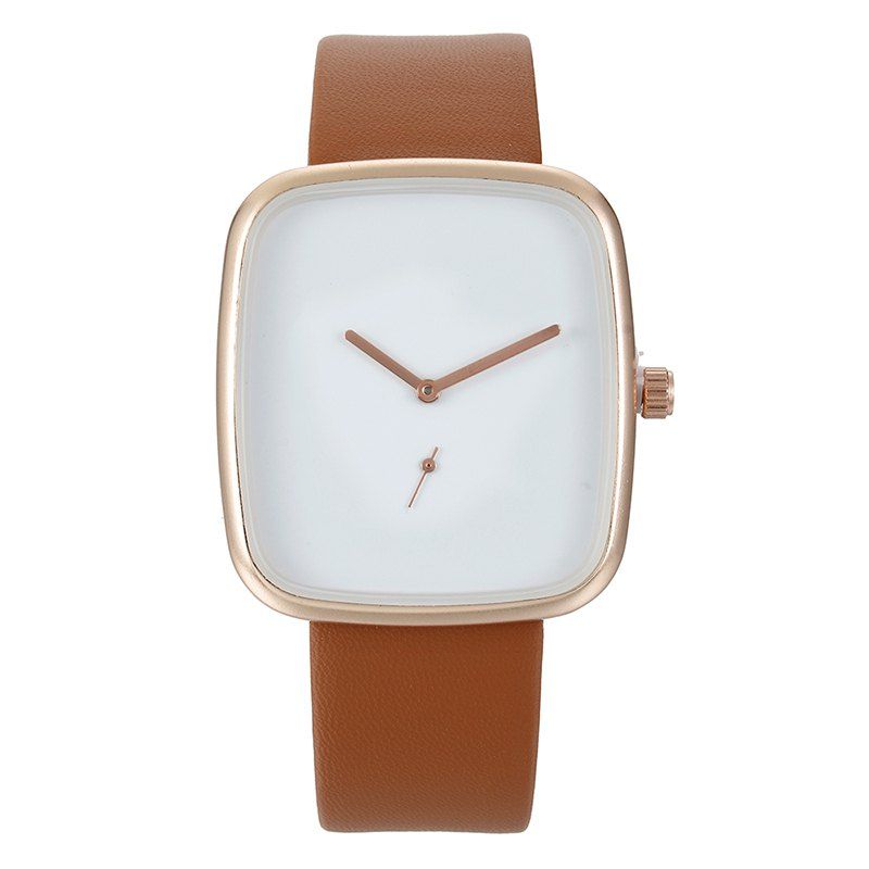 

REEBONZ New Fashion Men Square Business Japanese Two-Pin Half Movement Watch, Brown