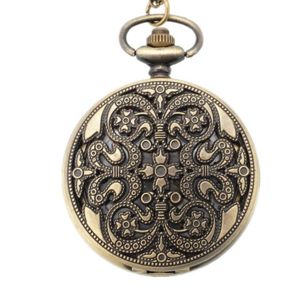 

REEBONZ Steampunk Vintage Flower Quartz Pocket Watch Necklace Pendant46, Copper color