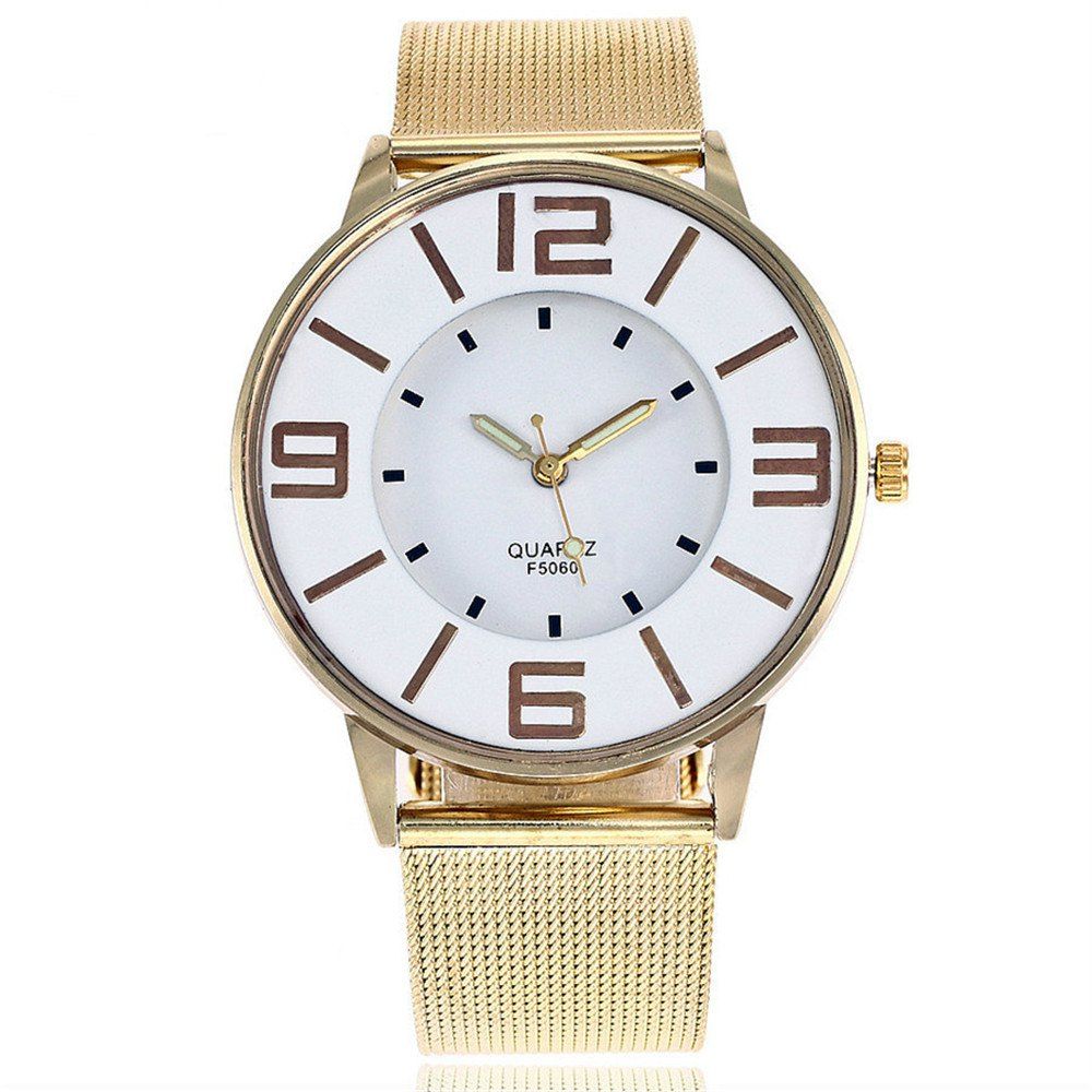 

REEBONZ Fashion Stainless Steel Men Quartz Watch, Golden
