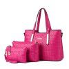 Ensemble de sac à main de 3 pièces pour femmes de Weave Pattern Color Fresh Bags Set - Rouge Rose 