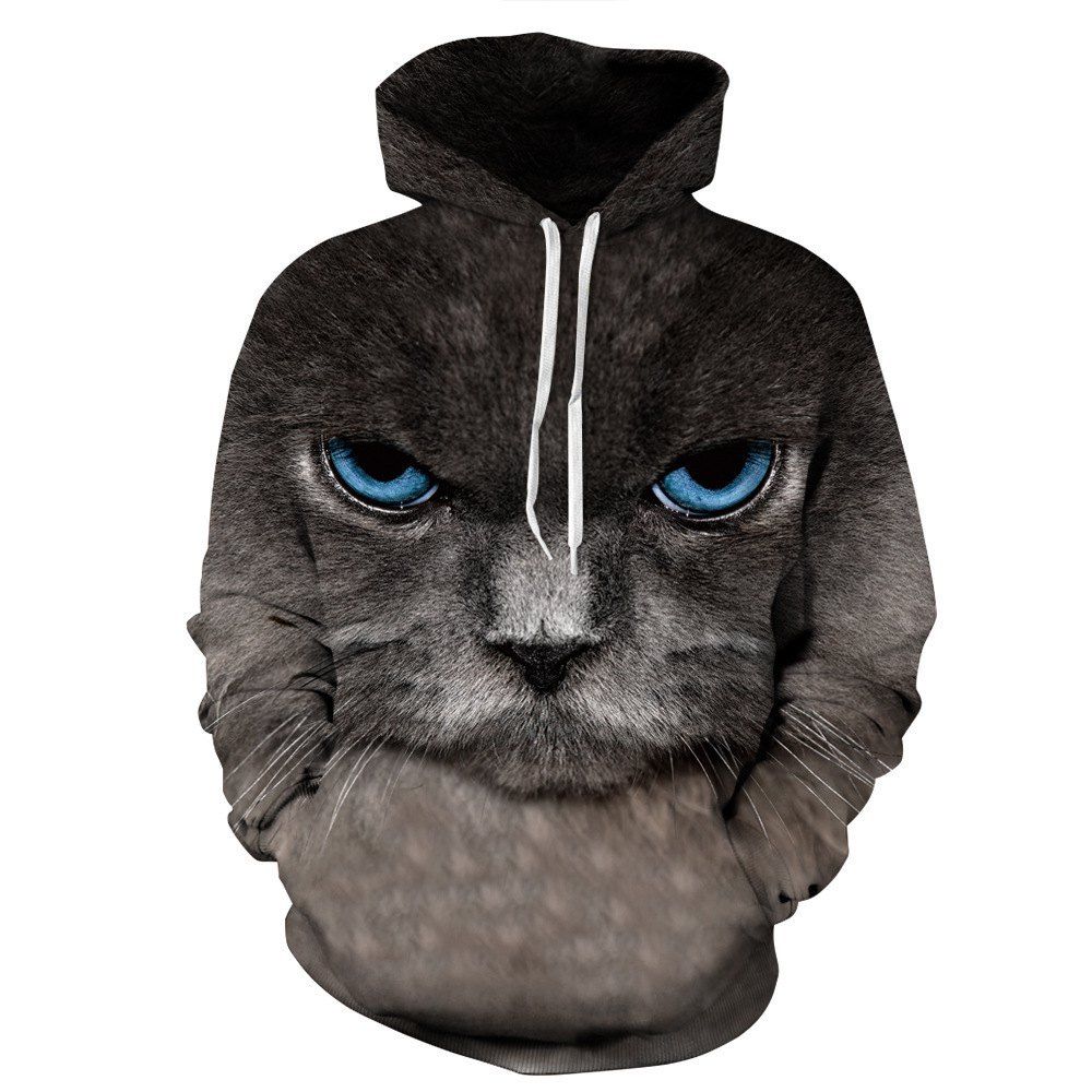 

Men's Hoodie 3D Black Cat Pattern Plus Size Long Sleeve Casual Stylish Outdoor
