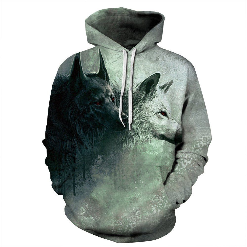 

Men's Hoodie Simple Style Long Sleeve Animal Pattern Hoodie, Gray