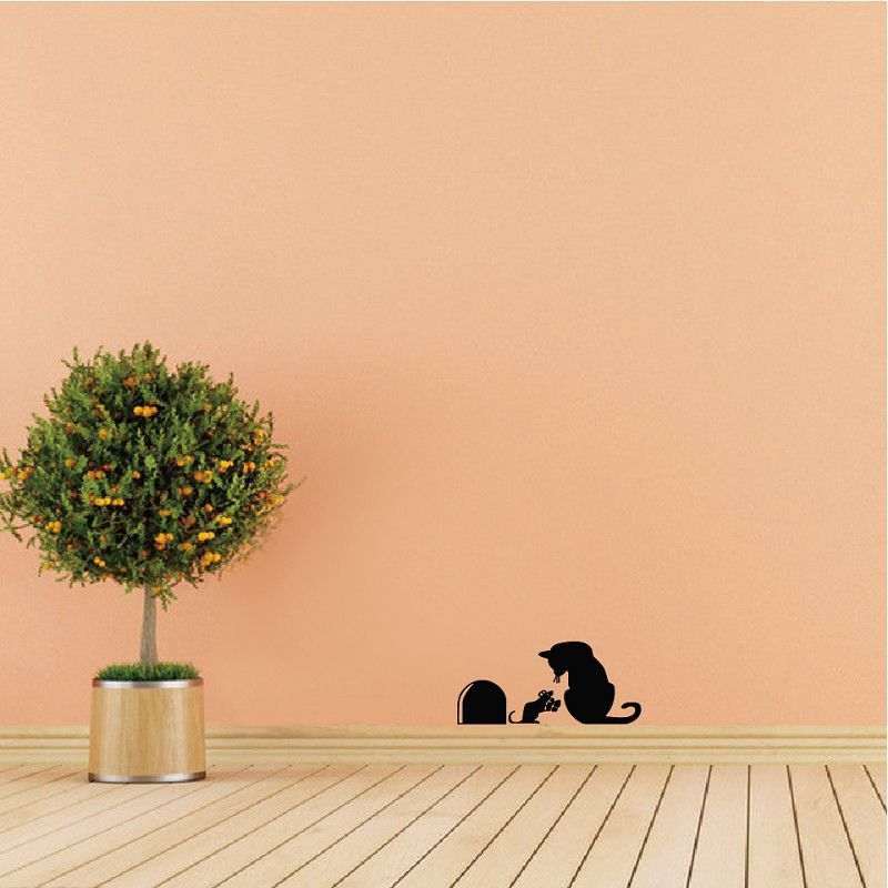 

Cat-48 Creative Cartoon Cat Mouse Hole Wall Sticker Funny Christmas Party, Black