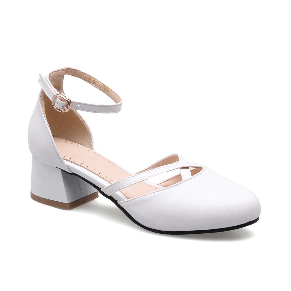 

New Rough Round Head Women's Shoes, White