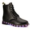Paire de chaussures de paire de chaussures de la rue LED de la mode de loisirs en cuir en plein air chaussures bottes courtes - Noir 46