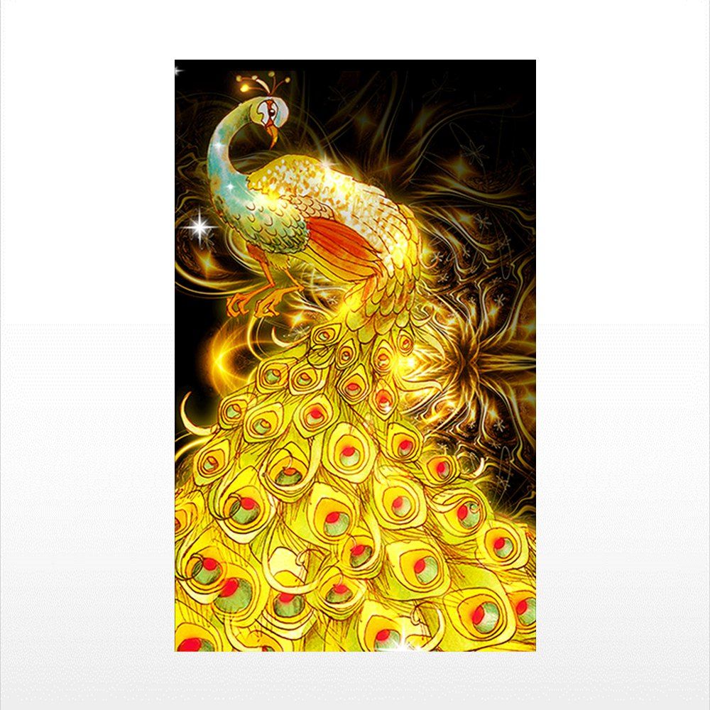 

Naiyue 6030-2 Gold Peacock Print Draw Diamond Drawing, Golden