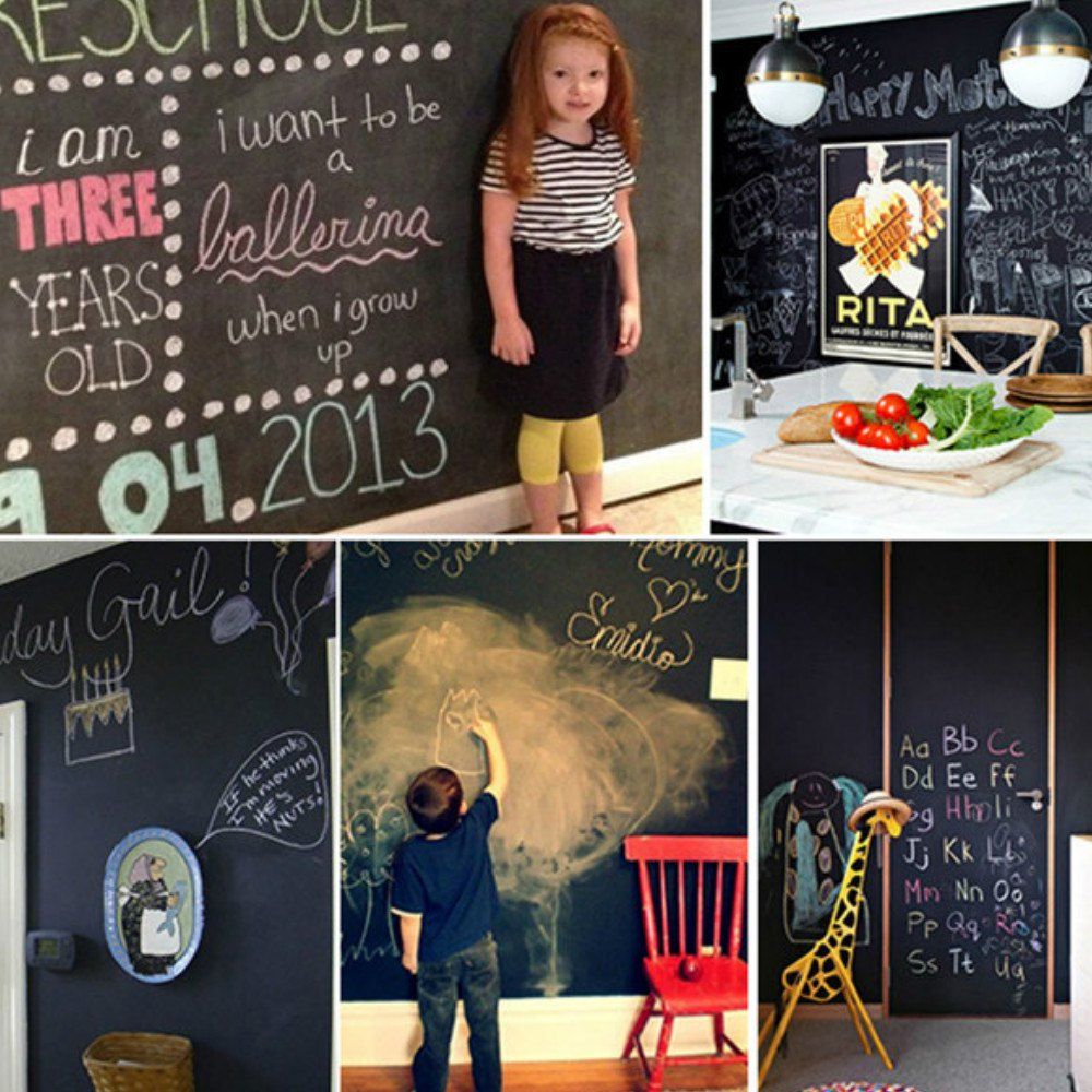 

45x200cm Board Blackboard Stickers Removable Decor Mural Decals Art Chalkboard Wall Sticker, Black