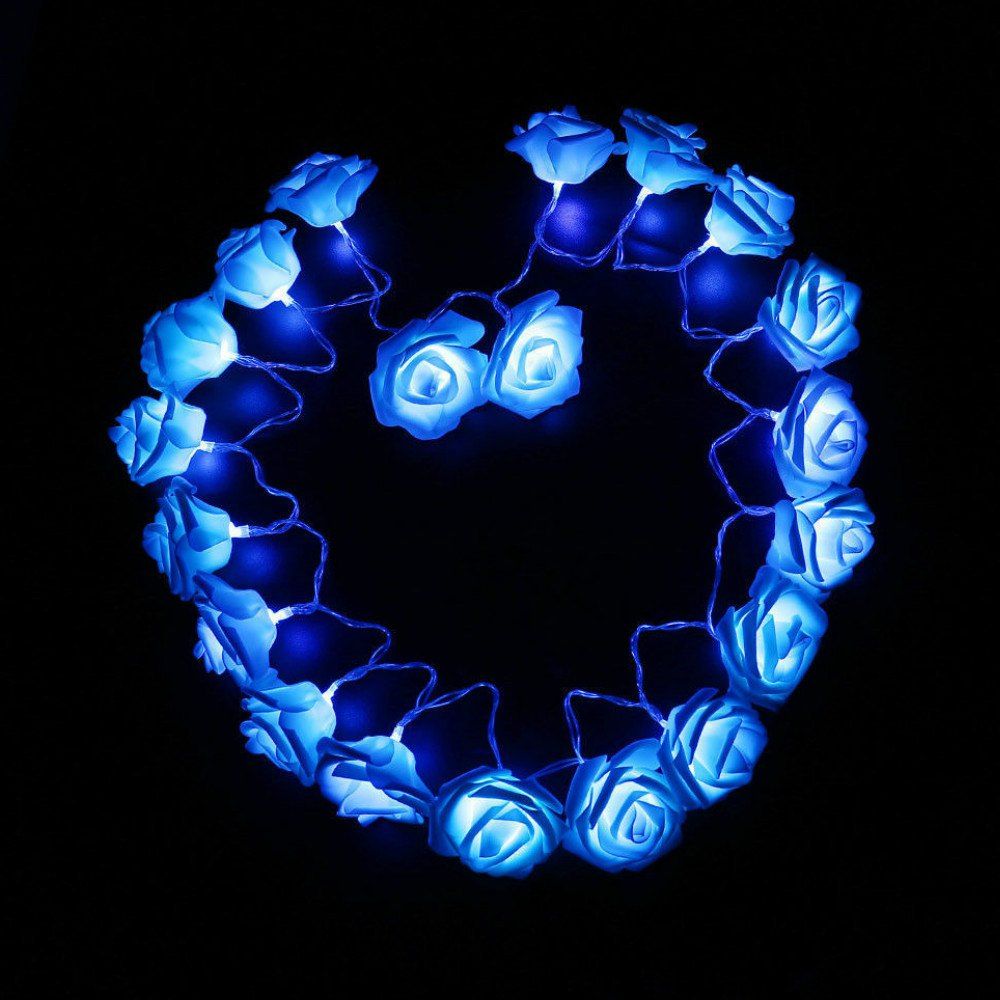 

Fashion Holiday Lighting 20 LED Novelty Rose Flower Fairy String Lights Wedding Garden Party Decoration, Blue