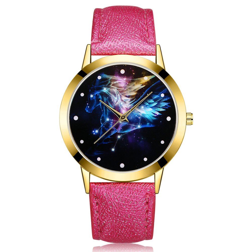 

GAIETY G379 Women Starry Sky Face Leather Watch, Rose red