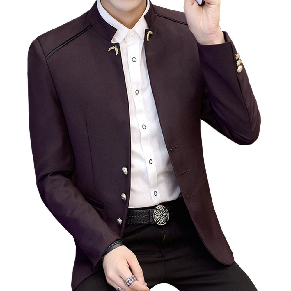 

Fashion Men'S Casual Blazer Autumn Street Wear, Burgundy