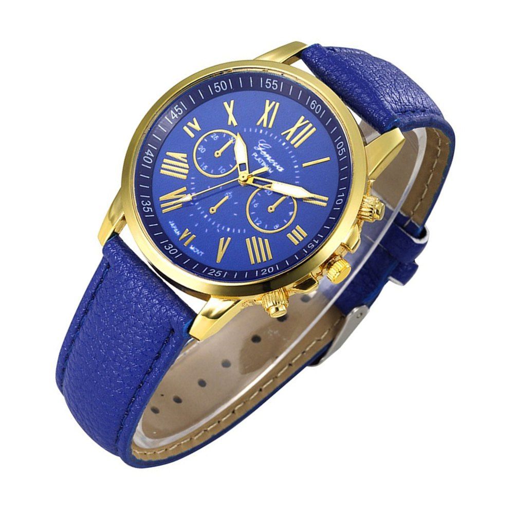 

Ladies Aztec Tribal Pattern Quartz Sport Wristwatch With PU Leather Strap, Blue