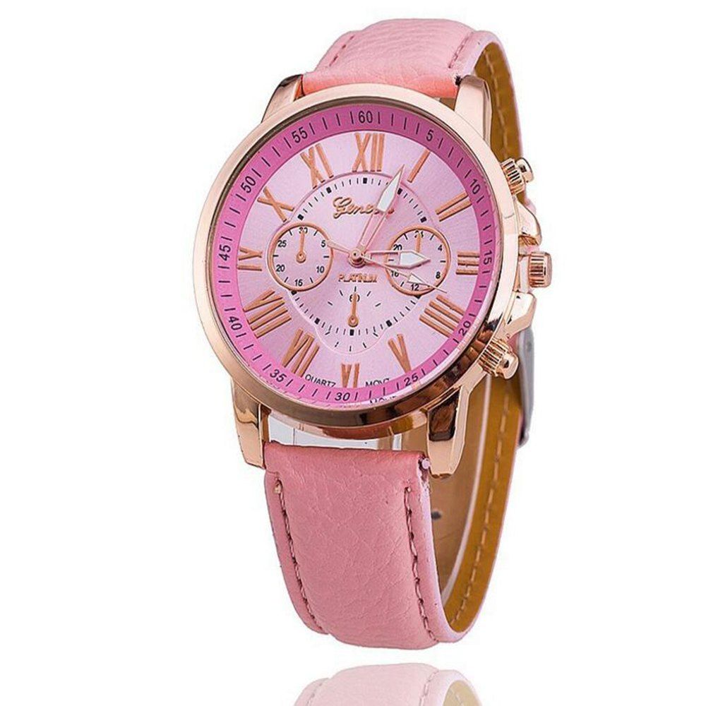 

Ladies Aztec Tribal Pattern Quartz Sport Wristwatch With PU Leather Strap, Pink