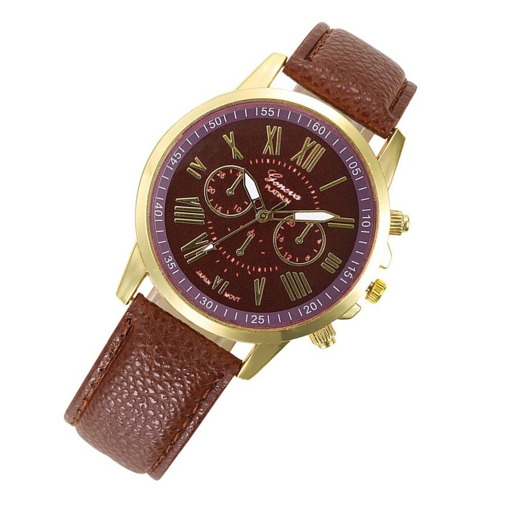 

Ladies Aztec Tribal Pattern Quartz Sport Wristwatch With PU Leather Strap, Brown
