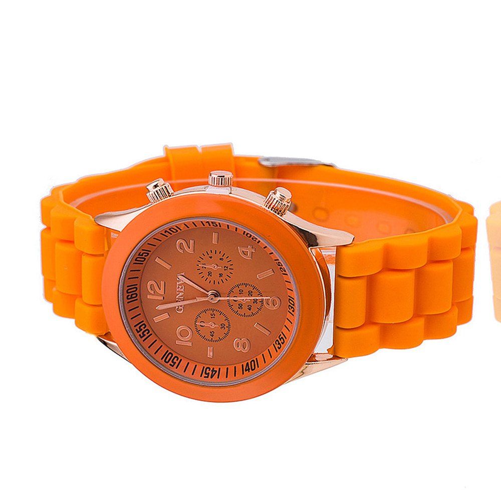 

Fashion New Unisex Women Mens Boys Girls Geneva Silicone Jelly Sports Quartz Wrist Watch, Orange