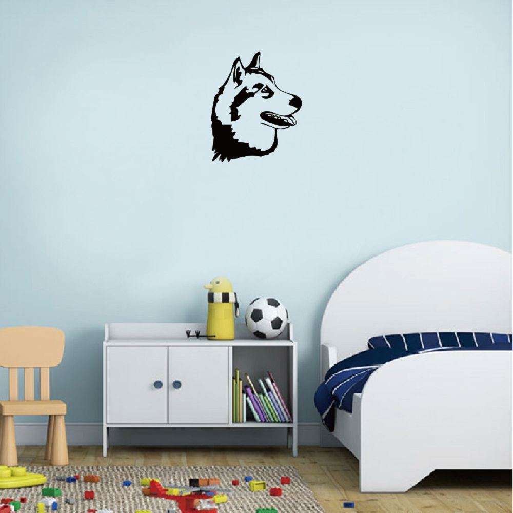 

DSU Husky Dog Siberian Malamute Silhouette Wall Sticker Cartoon Pet Dog Vinyl Wall Decor, Black