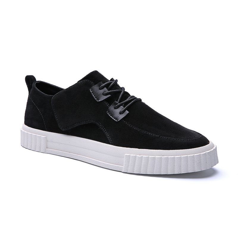 

Men Casual Trend for Fashion Lace Up Outdoor Hiking Flat Type Ankle Leather Shoes, Black